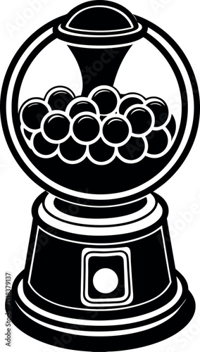gumball machine in y2k chrome Shallotte on white background
