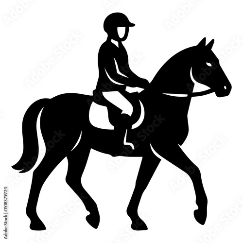 Horseback rider icon with transparent background person riding horse equestrian sport outdoor activity silhouette
