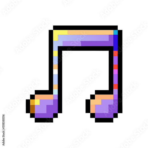 Music note icon in pixel art style


