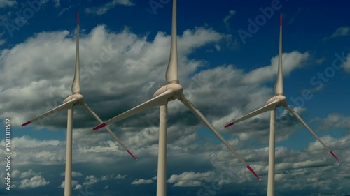 Giant Wind Turbine with Beautiful Clouds Background