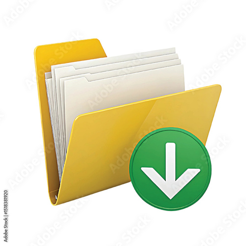 Yellow Folder with Download Icon Digital File Archive & Retrieval