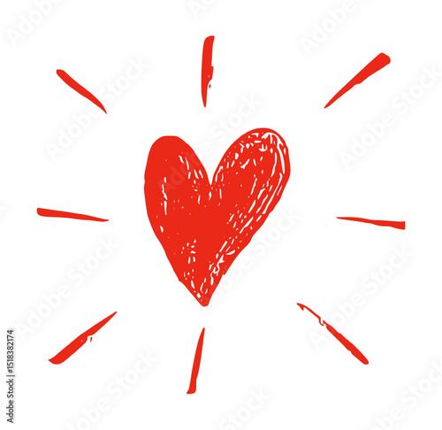 Heart Doodle Icon Ink Brush Stroke Drawing Vector Set