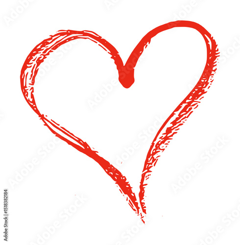 Heart Doodle Icon Ink Brush Stroke Drawing Vector Set