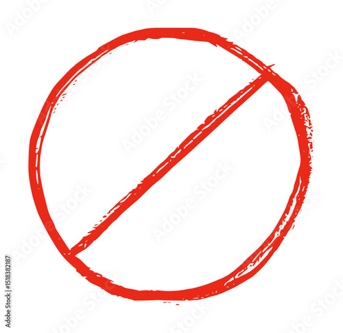 Circle Prohibition Icon Ink Brush Stroke Drawing Vector