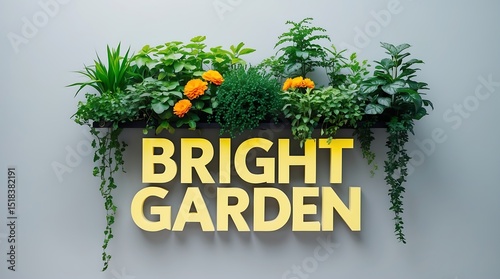 Elegant arrangement of plants and bright flowers in a garden display