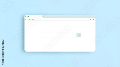 Naklejka Minimalist Web Browser with Search Bar on Blue Background