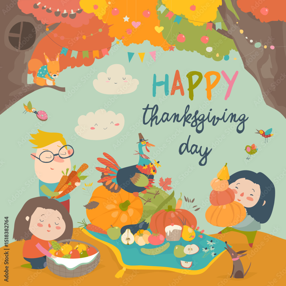 Fototapeta premium Hand-drawn cute cartoon animal poster templates, interesting children's flat vector illustrations, and cheerful festival backgrounds