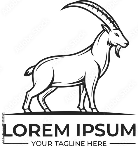 Modern Goat Logo Design with Customizable Text