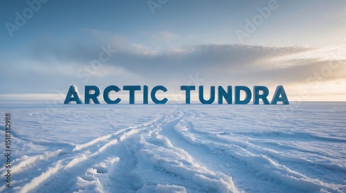 Vast snowy landscape showcasing Arctic Tundra under a bright blue sky at sunset