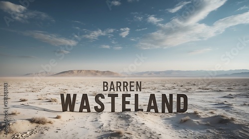 Expansive desert landscape with rugged terrain and distant mountain range under cloudy sky