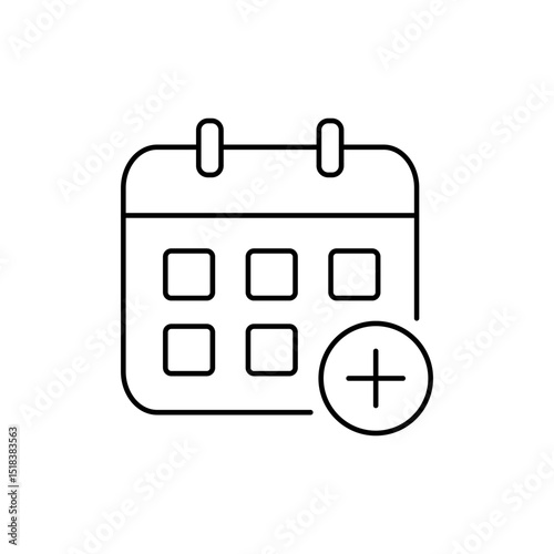 Linear calendar icon. Task planning, time management, reminder of events and important dates. Vector illustration.
