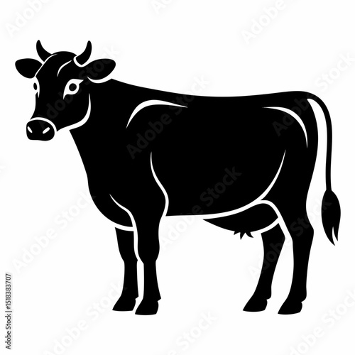 Cow Graphic Icon – Black Silhouette Isolated on White Background Vector Illustration

