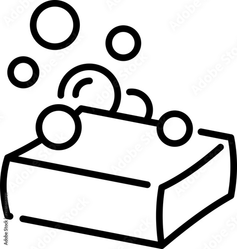 Soap bar with bubbles icon - Editable Stroke SVG, fully scalable.