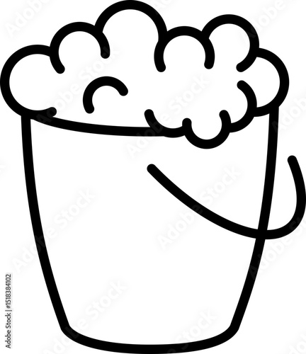 Cleaning bucket with foam icon - Editable Stroke SVG, fully scalable.