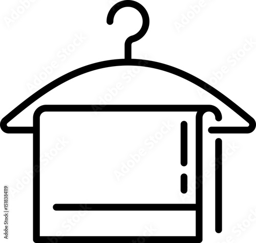Towel hanging on clothes hanger icon - Editable Stroke SVG, fully scalable.
