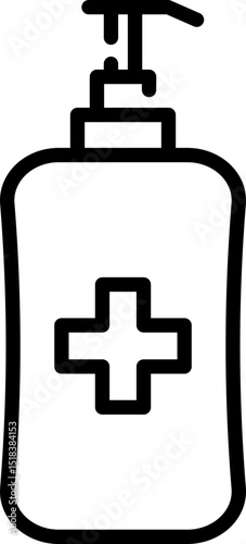 Sanitizer bottle with cross icon - Editable Stroke SVG, fully scalable.