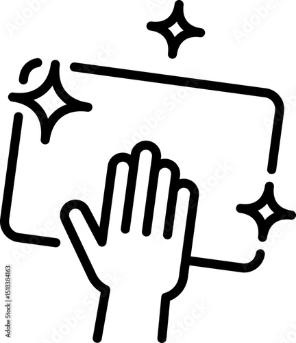 Hand wiping surface with cloth icon - Editable Stroke SVG, fully scalable.