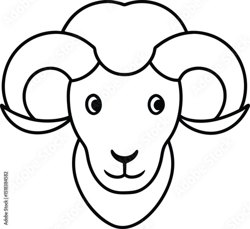 Adorable Ram Illustration Line Art Design of a Cute Sheep
