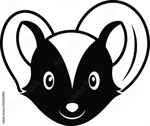 Adorable Skunk Cartoon Illustration Black and White Design