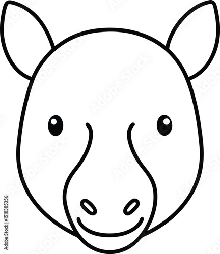 Adorable Tapir Line Art Simple, Cute, and Easy Tapir Drawing