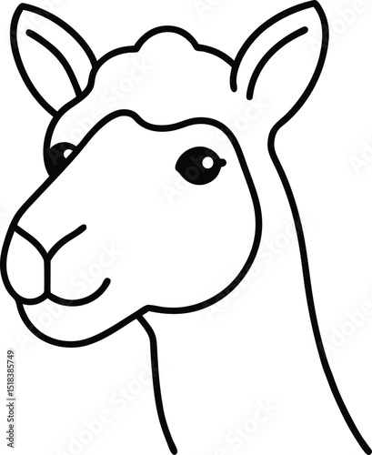 Adorable Llama Head Line Art Simple, Cute, and Clean Vector Illustration