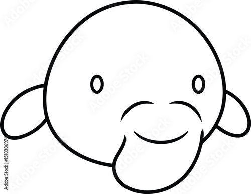 Adorable Manatee Cartoon Line Art Drawing, Simple Cute Manatee Illustration