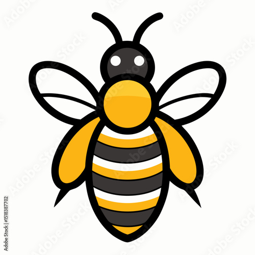 Bee Icon – Black and Yellow Insect Graphic Isolated on White Background

