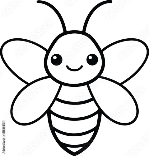 Adorable Cartoon Bee Line Art Illustration for Kids