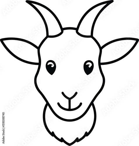 Adorable Goat Illustration Line Art Design of a Friendly Goat