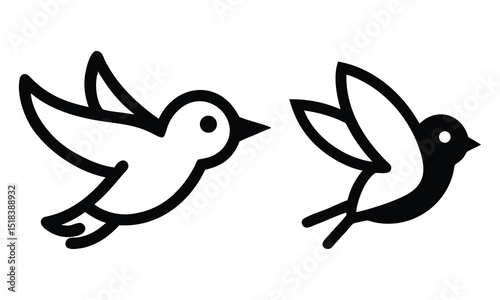 Vector illustration of a bird, dove, or pigeon flying, symbolizing peace, love, and freedom