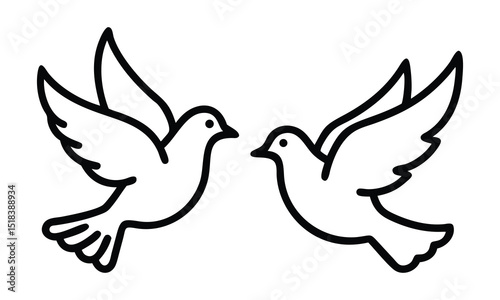 A vector illustration of a white dove of peace flying with outstretched wings, symbolizing freedom and love