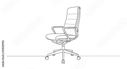 Ergonomic office chair design in minimal line art style  