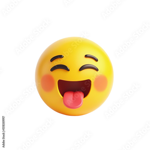 emoji with tongue on transparent background