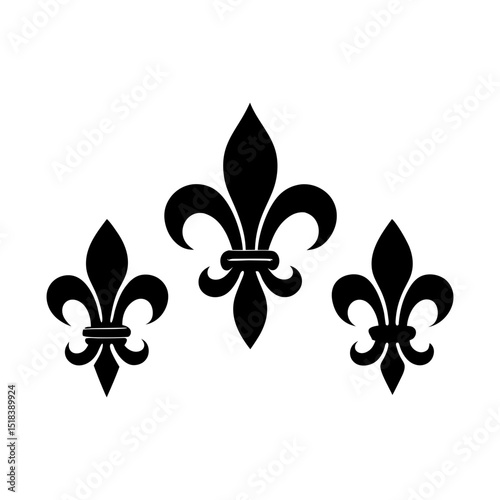fleur de lis set of black silhouettes of lily flower illustration vector