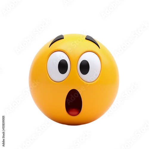 Surprised smiley face on transparent background