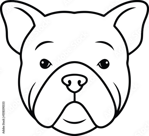 Adorable French Bulldog Line Art Simple Dog Drawing