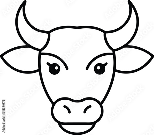 Majestic Bull Head Line Art Illustration of a Powerful Animal