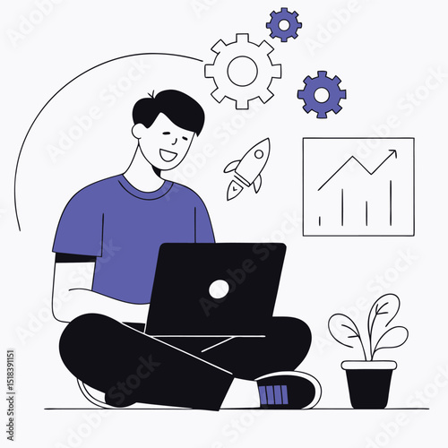 businessman working on laptop