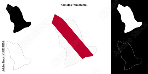 Kamiita (Tokushima) outline map set