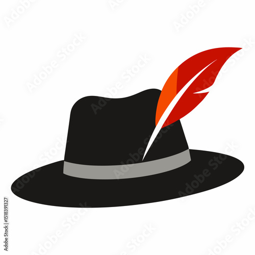 black hat with feather