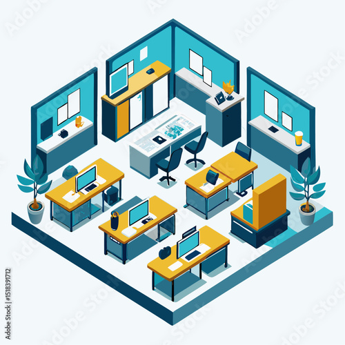 isometric icon of a modern building