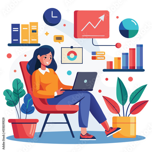 business woman working on laptop