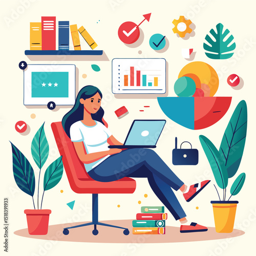 business woman working in laptop
