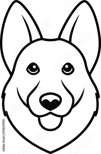 Adorable German Shepherd Dog Head Illustration Line Art Design