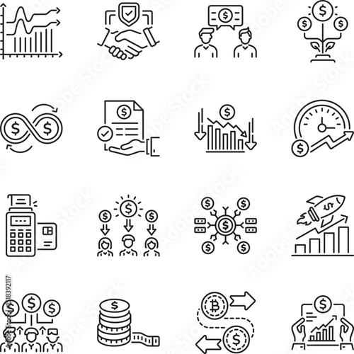 Set of Investment Outline Style Icons 

