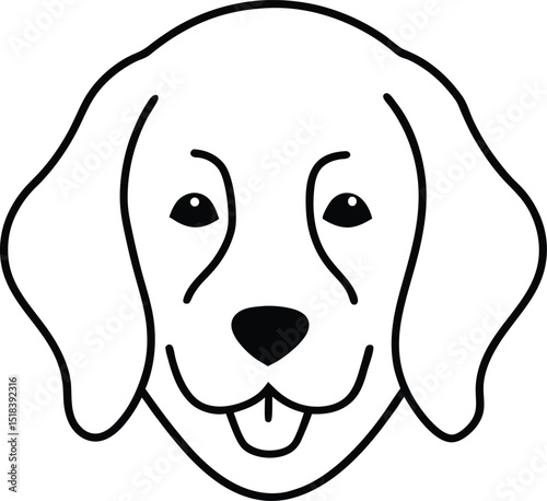 Adorable Puppy Illustration Simple Line Art Design of a Happy Dog