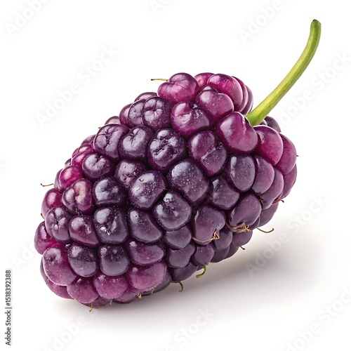  fresh mulberry fruits and pure white background