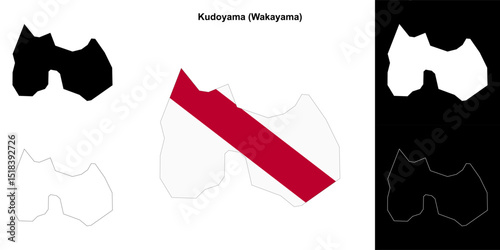 Kudoyama (Wakayama) outline map set