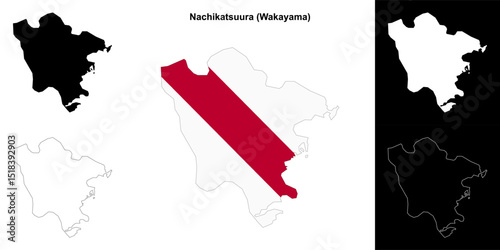 Nachikatsuura (Wakayama) outline map set