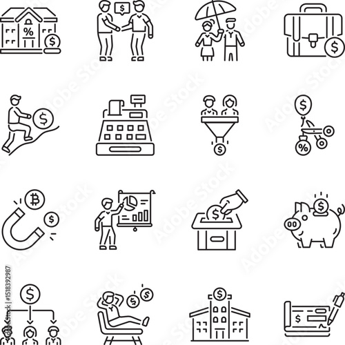 Set of Business Linear Style icons 

